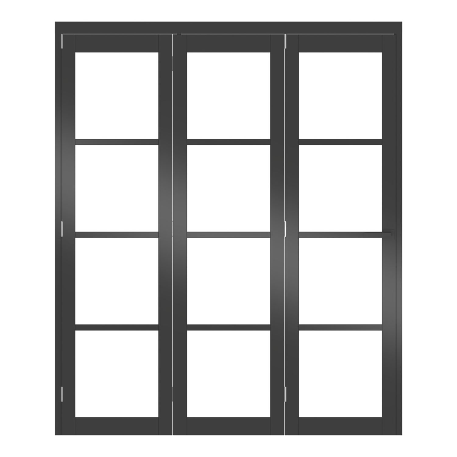 Green & Taylor 3-Door 1-Clear Light Primed Black Wooden Shaker Internal Bi-Fold Door 2060mm x 1674mm (110CT)