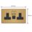 Varilight  13A 2-Gang SP Switched Socket + 4A 20W 2-Outlet Type A & C USB Charger Brushed Brass with Black Inserts