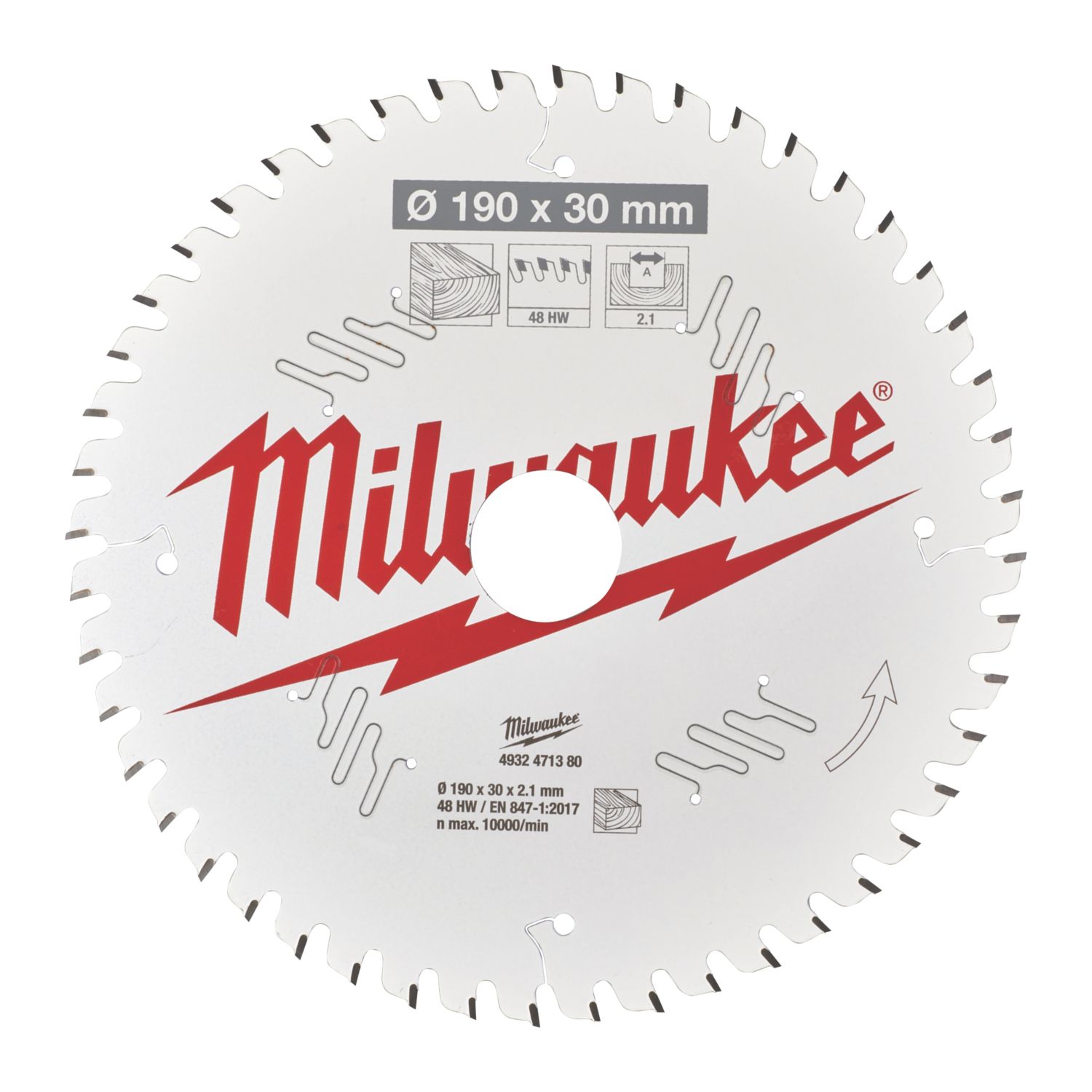 Milwaukee Wood Circular Saw Blade 190mm x 30mm 48T (110GE)