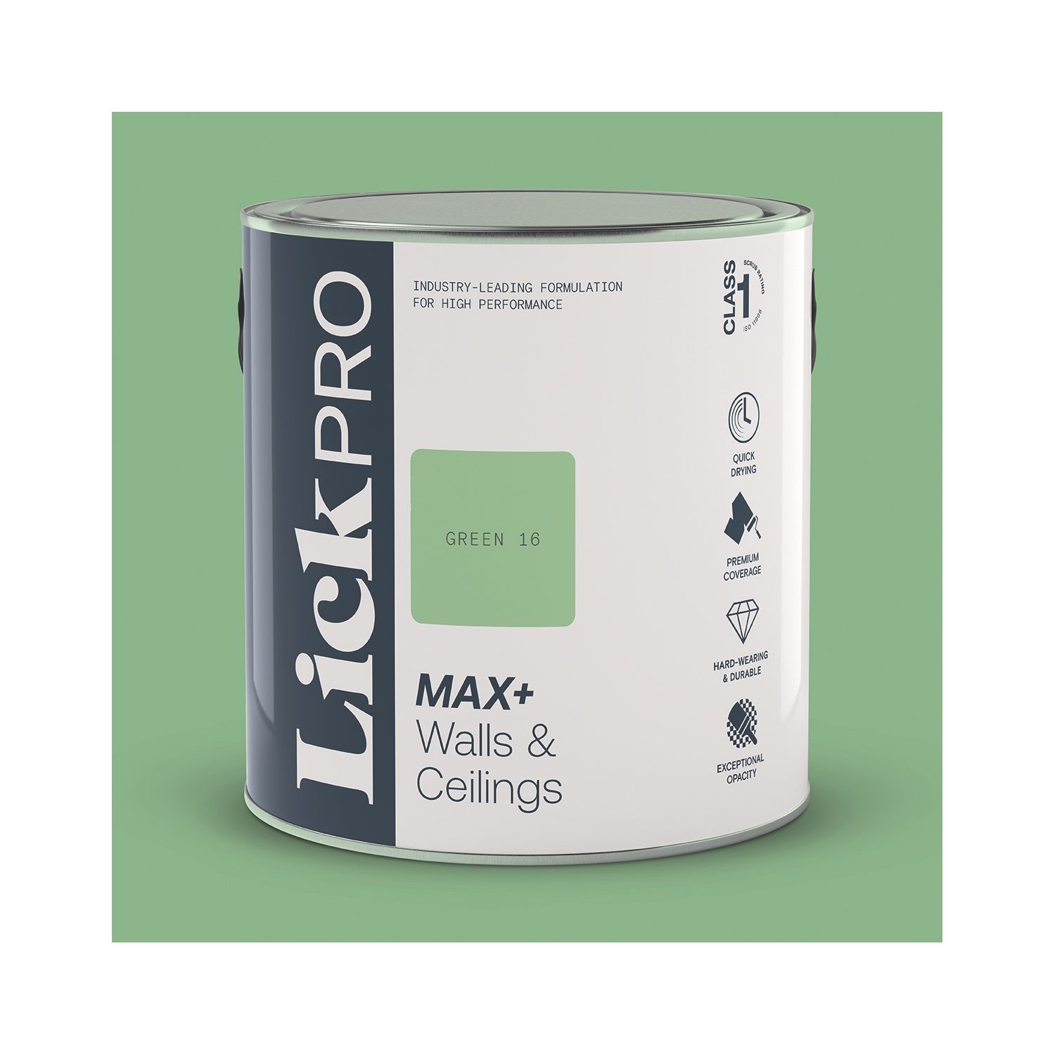 LickPro Max+ 2.5Ltr Green 16 Matt Emulsion Paint (110JY)