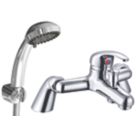 ETAL Loop Polished Chrome 133mm Deck Mounted Dual Control Manual Shower Mixer Tap