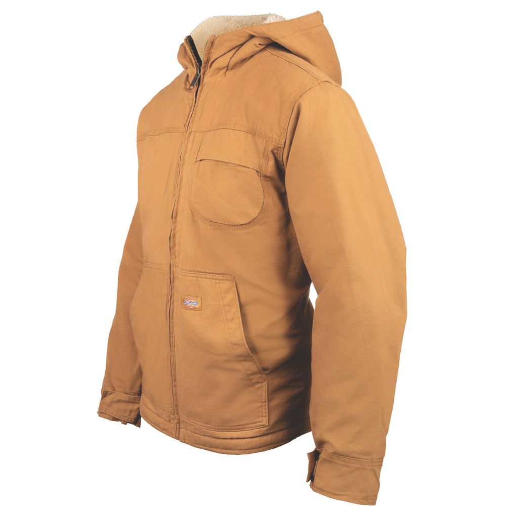 Dickies Sherpa Lined Duck Jacket Rinsed Brown Medium 38 40 Chest