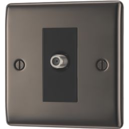 British General Nexus Metal 1-Gang F-Type Satellite Socket Black Nickel