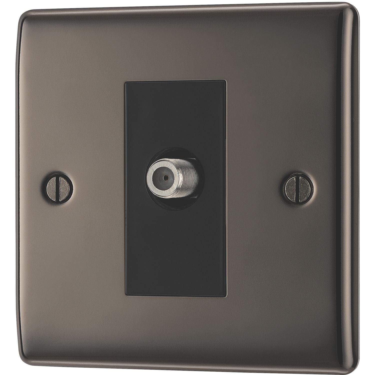 British General Nexus Metal 1-Gang F-Type Satellite Socket Black Nickel (110XF)