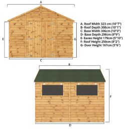Mercia Modular 10' 6" x 10' (Nominal) Apex Shiplap T&G Timber Workshop