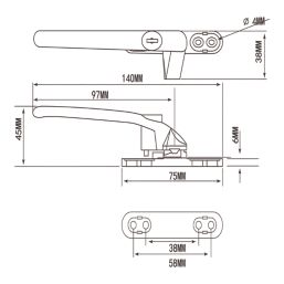 Smith & Locke  Right-Handed Window Handle Brass Effect