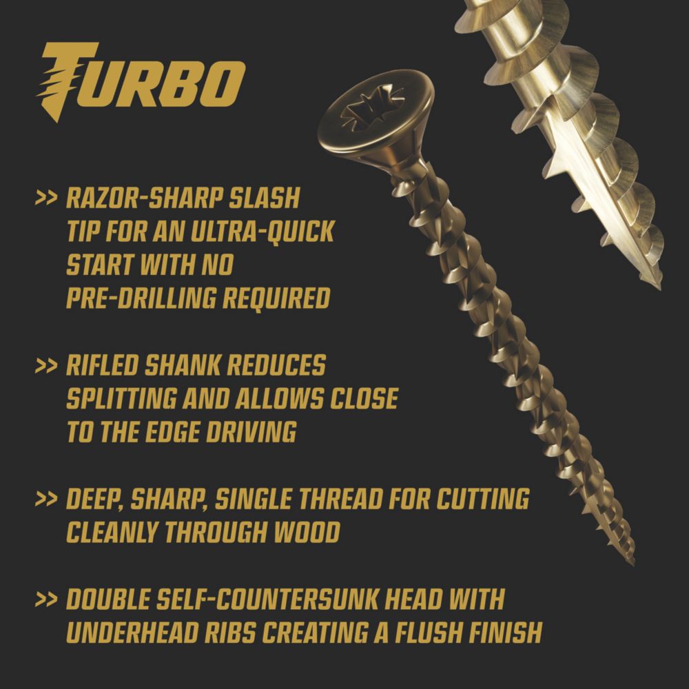TurboGold PZ Double-Countersunk Multipurpose Screws 4mm x 35mm 200