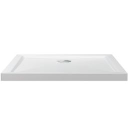 Milan Square Bathroom Square Shower Tray and Waste White Gloss 700mm x 700mm x 40mm
