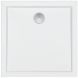 Milan Square Bathroom Square Shower Tray and Waste White Gloss 700mm x 700mm x 40mm