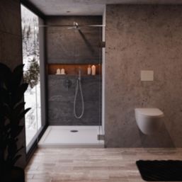 Milan Square Bathroom Square Shower Tray and Waste White Gloss 700mm x 700mm x 40mm