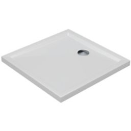 Milan Square Bathroom Square Shower Tray and Waste White Gloss 700mm x 700mm x 40mm