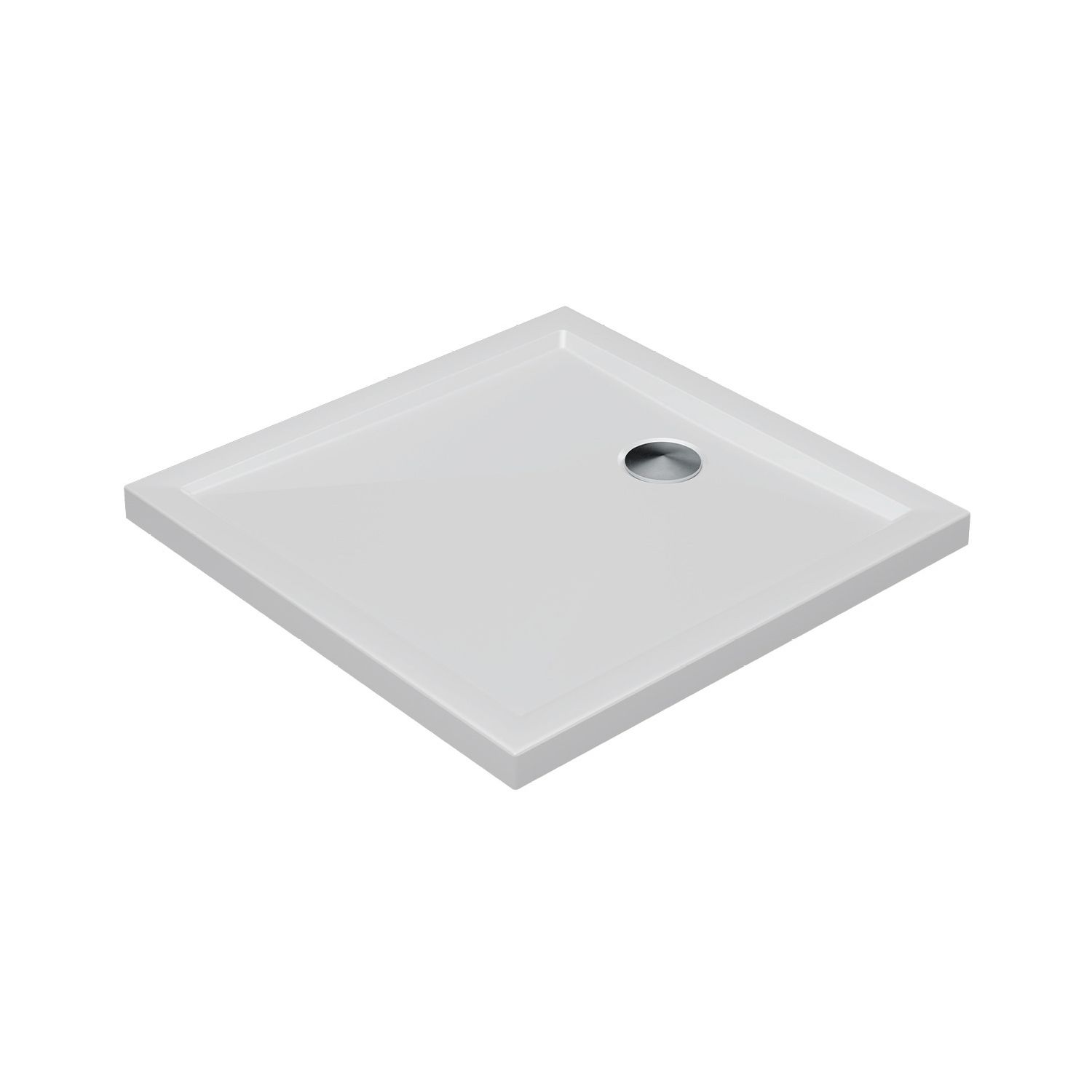 Milan Square Bathroom Square Shower Tray and Waste White Gloss 700mm x 700mm x 40mm (111AE)