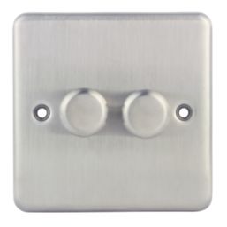 Hager WRDRP2BSKIT 2-Gang Modular Dimmer Switch Brushed Steel