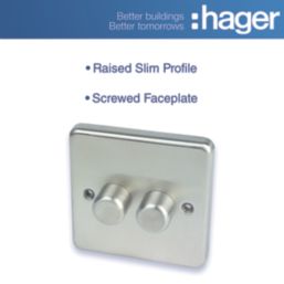 Hager WRDRP2BSKIT 2-Gang Modular Dimmer Switch Brushed Steel