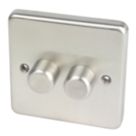 Hager WRDRP2BSKIT 2-Gang Modular Dimmer Switch Brushed Steel