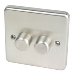 Hager WRDRP2BSKIT 2-Gang Modular Dimmer Switch Brushed Steel