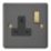 Varilight  13A 1-Gang 2-Pole Switched Socket Graphite Grey  with Black Inserts