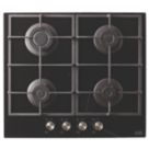 Cooke & Lewis  Gas Glass Hob Black 59cm