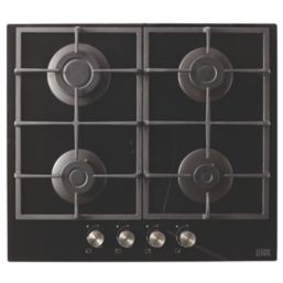 Cooke & Lewis  Gas Glass Hob Black 59cm