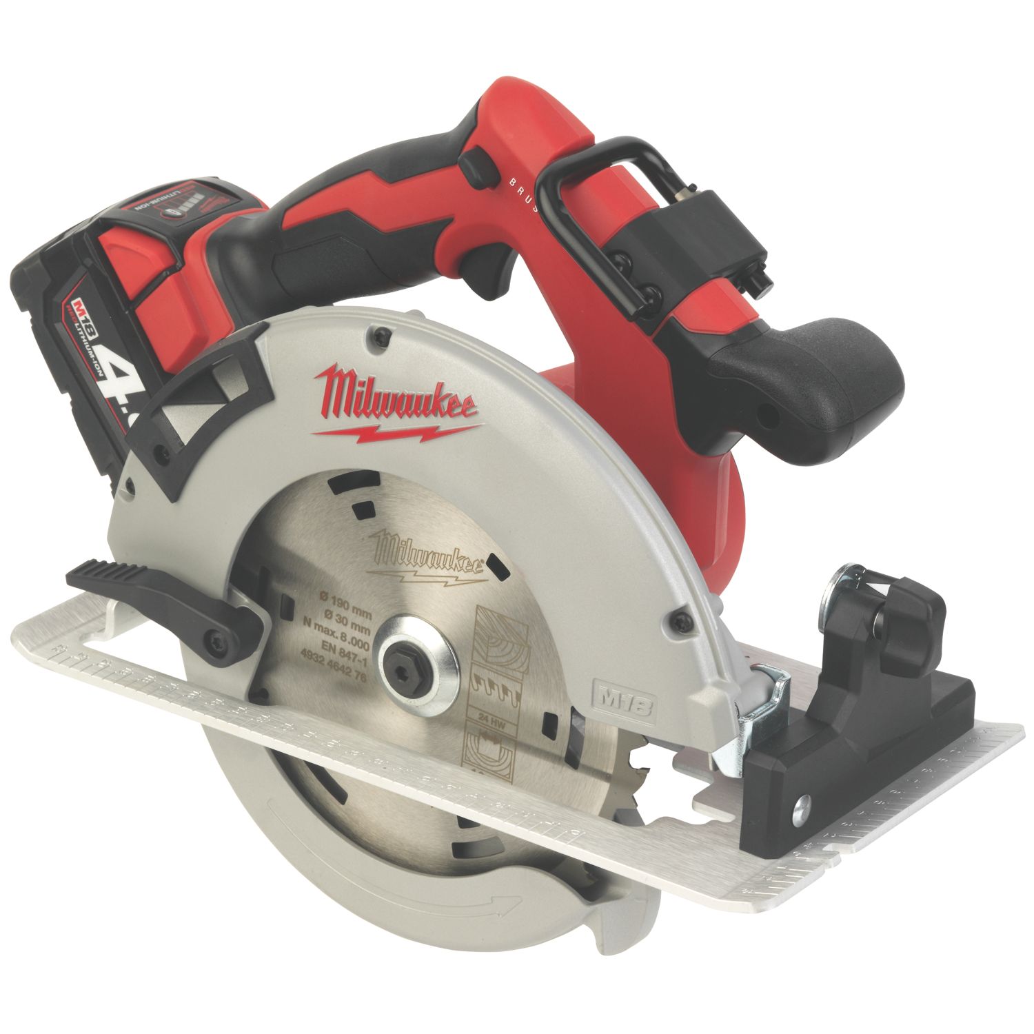 Milwaukee M18 BLCS66-401B 190mm 18V 1 x 4.0Ah Li-Ion RedLithium Brushless Cordless Circular Saw (111HY)