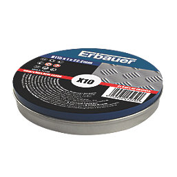 Erbauer  Stainless Steel Cutting Discs 4 1/2" (115mm) x 1mm x 22.2mm 10 Pack