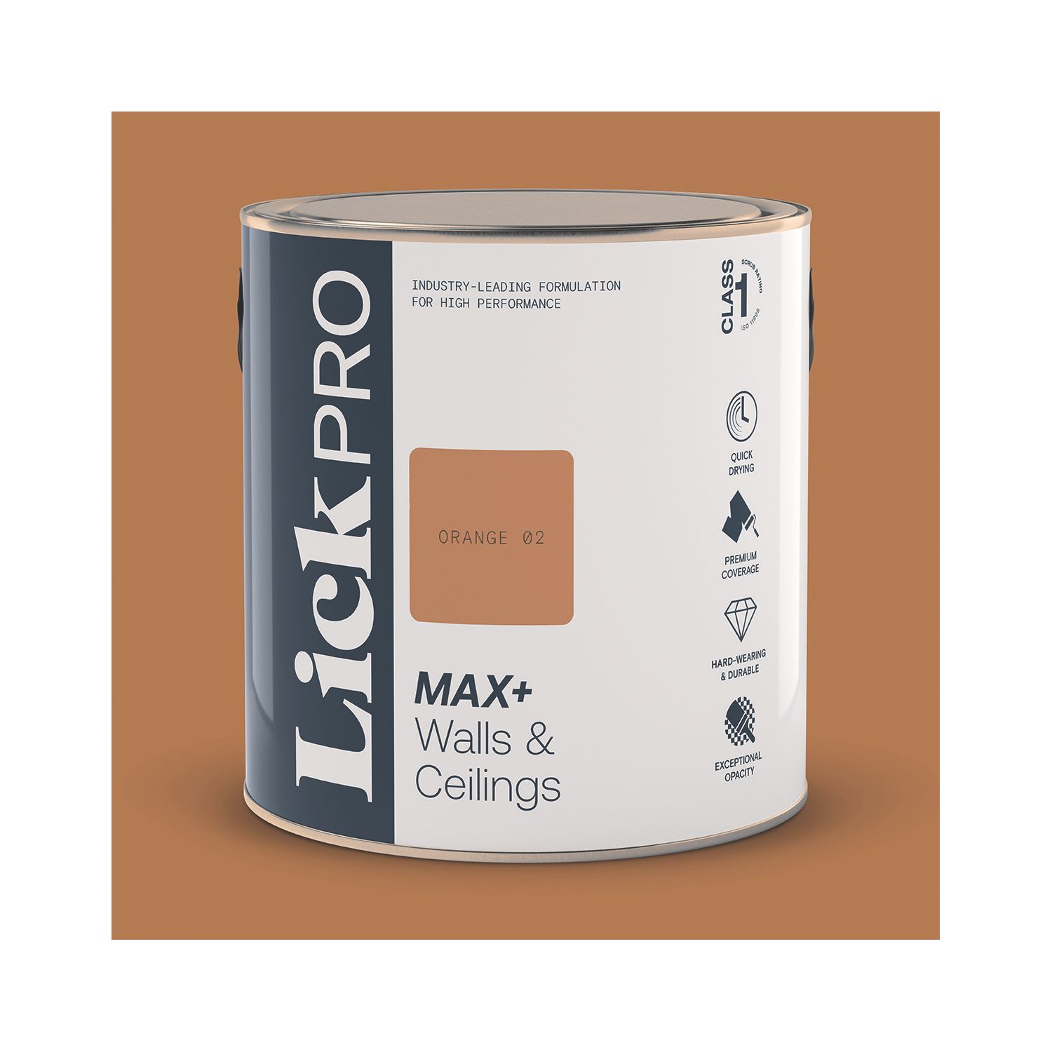 LickPro Max+ 2.5Ltr Orange 02 Eggshell Emulsion Paint (111JY)