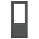Crystal  1-Panel 1-Clear Light Right-Hand Opening Anthracite Grey uPVC Back Door 2090mm x 890mm