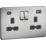 Knightsbridge  13A 2-Gang SP Switched Socket + 4.0A 20W 2-Outlet Type A & C USB Charger Brushed Chrome with Black Inserts