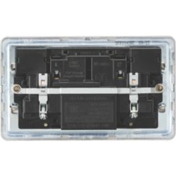 Knightsbridge  13A 2-Gang SP Switched Socket + 4.0A 20W 2-Outlet Type A & C USB Charger Brushed Chrome with Black Inserts