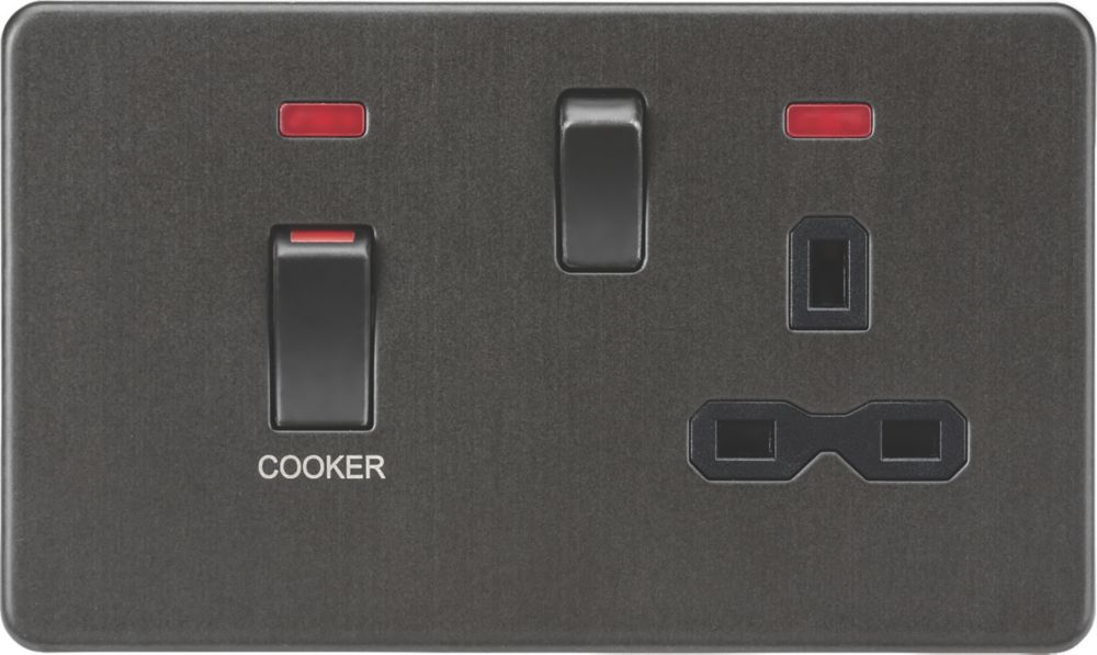 Knightsbridge 45A 2-Gang DP Cooker Switch & 13A DP Switched Socket ...