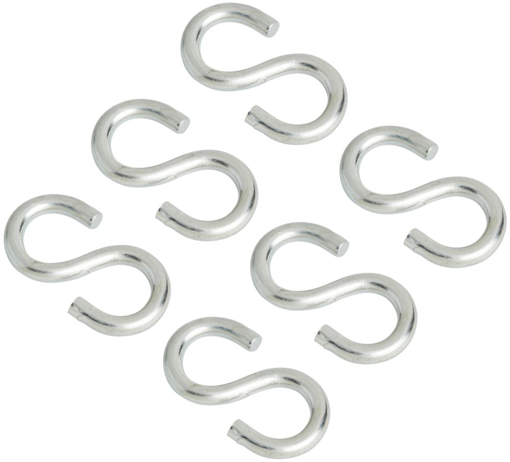 Diall S-Hooks Zinc-Plated 30 x 3mm 6 Pack