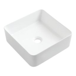 Refurb Swirl Alpheus White Basin No Tap Holes 342mm