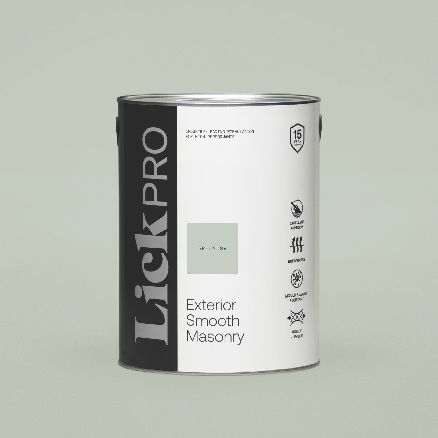 LickPro 5Ltr Smooth Green 09 Masonry Paint (112FW)