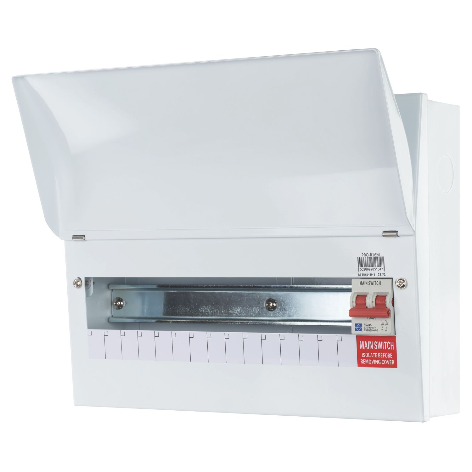 Lewden PRO 17-Module 14-Way Part-Populated Main Switch Consumer Unit (112HM)