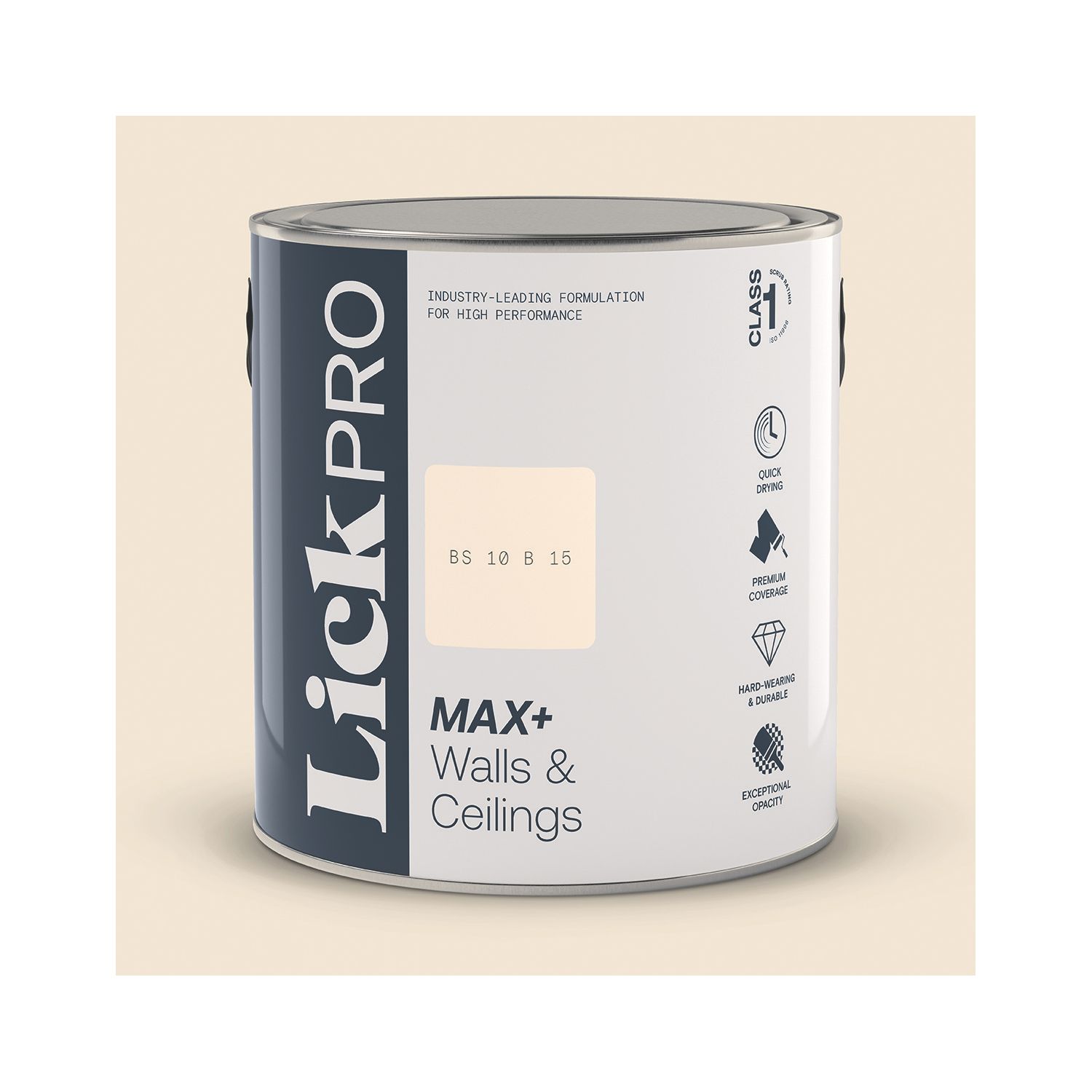 LickPro Max+ 2.5Ltr White BS 10 B 15 Matt Emulsion Paint (112JY)
