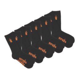 Scruffs Worker Reinforced Toe & Heel Socks Black 7-9.5 5 Pack