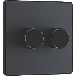 British General Evolve 2-Gang 2-Way LED Dimmer Switch  Grey with Black Inserts