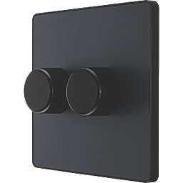 British General Evolve 2-Gang 2-Way LED Dimmer Switch  Grey with Black Inserts