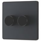 British General Evolve 2-Gang 2-Way LED Dimmer Switch  Grey with Black Inserts