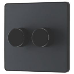British General Evolve 2-Gang 2-Way LED Dimmer Switch  Grey with Black Inserts