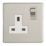 Contactum Lyric 13A 1-Gang DP Switched Socket Outlet Brushed Steel  with White Inserts