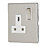 Contactum Lyric 13A 1-Gang DP Switched Socket Outlet Brushed Steel  with White Inserts