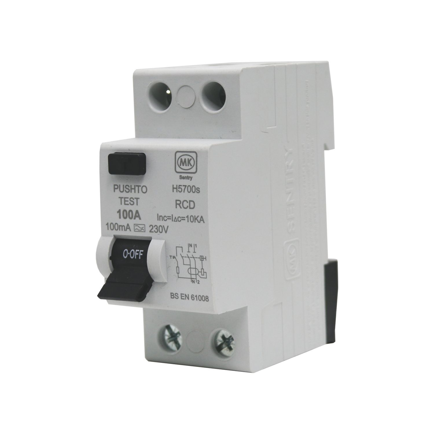 MK Sentry H5700S 100A 30mA 2-Pole A Curve RCD (112YW)