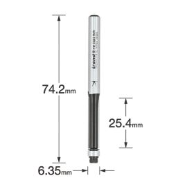 Trend TR24X1/4TC 1/4" Straight Guided Trimmer Cutter 6.3mm x 25.4mm
