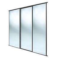Spacepro Classic 3-Door Framed Sliding Wardrobe Doors Black Frame Mirror Panel 2672 x 2260mm