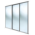 Spacepro Classic 3-Door Framed Sliding Wardrobe Doors Black Frame Mirror Panel 2672mm x 2260mm