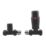 ETAL Danva 15mm x 1/2" Satin Black Straight & L/S Modern Thermostatic Radiator Valve & Lockshield