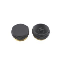 ETAL Danva 15mm x 1/2" Satin Black Straight & L/S Modern Thermostatic Radiator Valve & Lockshield