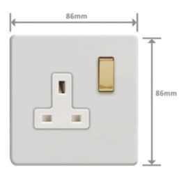 Varilight  13A 1-Gang 2-Pole Switched Socket Paintable  with White Inserts