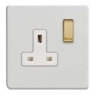 Varilight  13A 1-Gang 2-Pole Switched Socket Paintable  with White Inserts